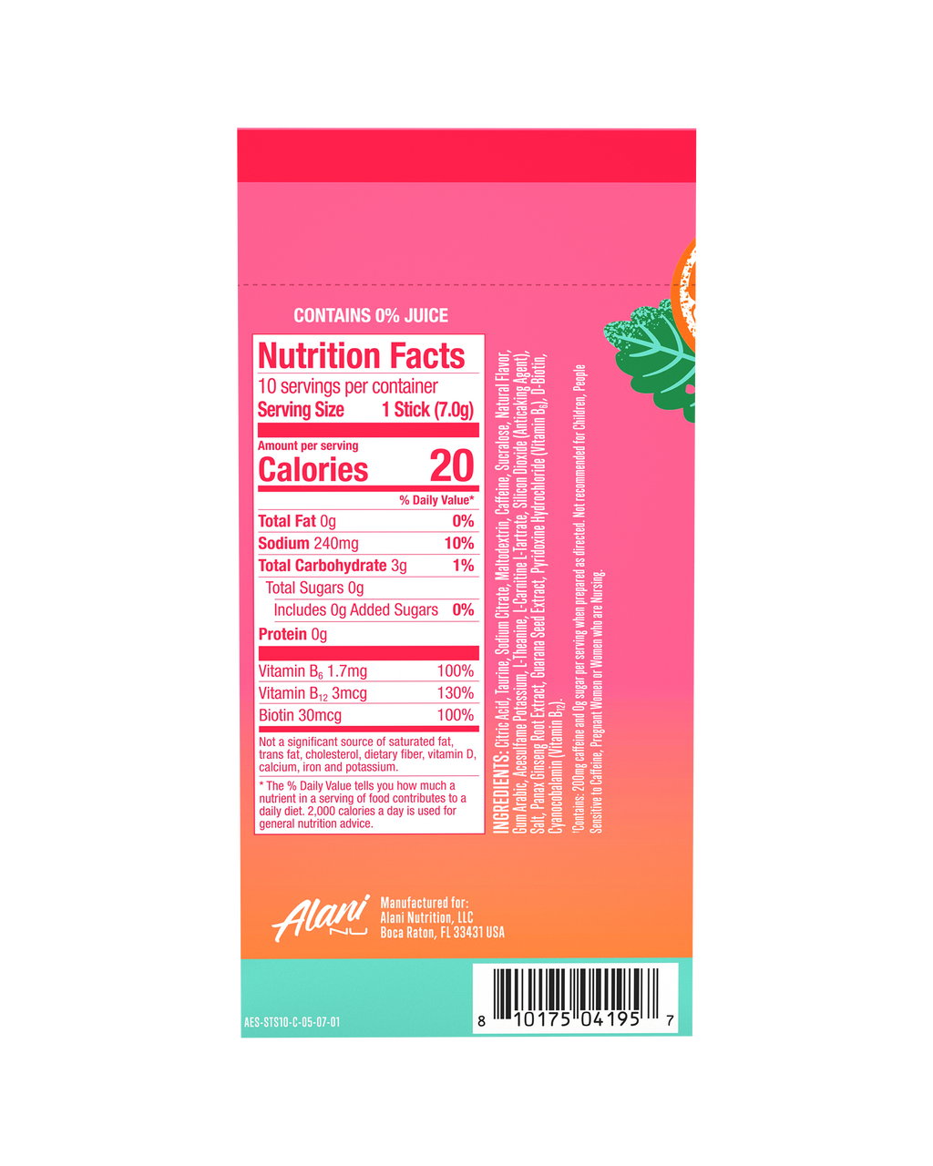Alani Nu Energy Sticks - Strawberry Sunrise B7 - image 3