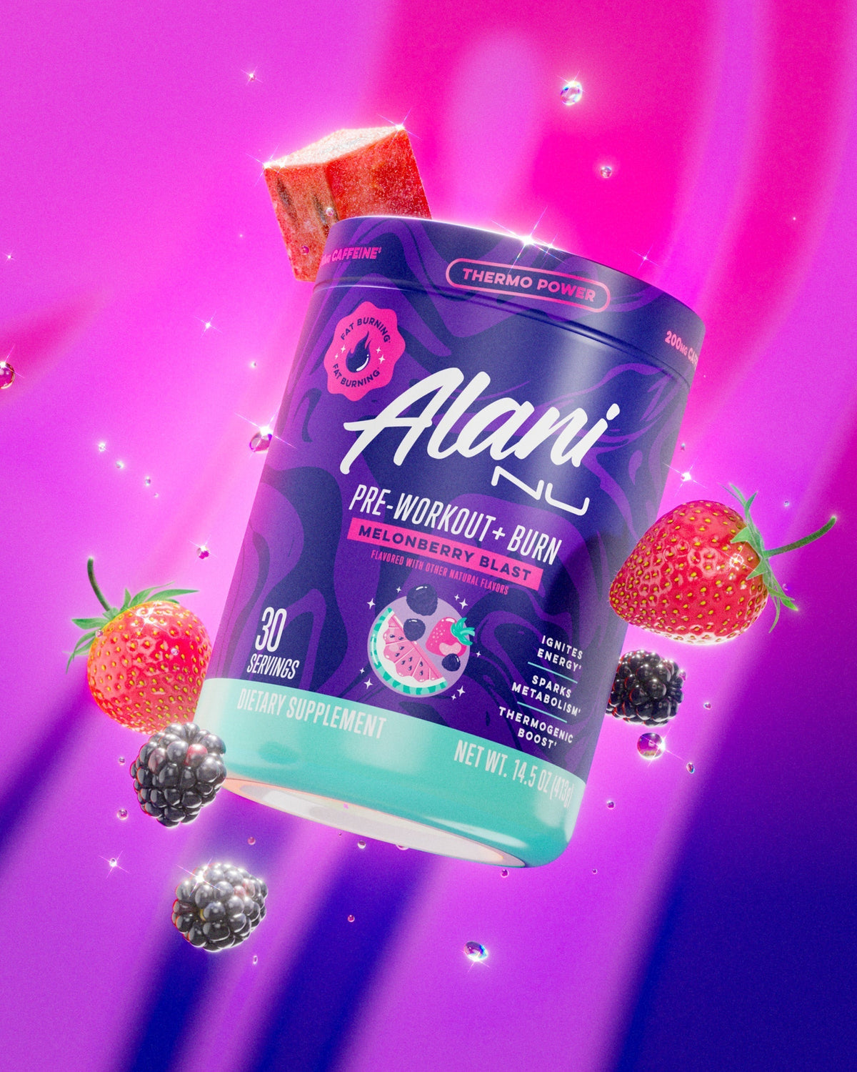 Alani Nu Pre-Workout+ Burn - Melonberry Blast A4 - image 4