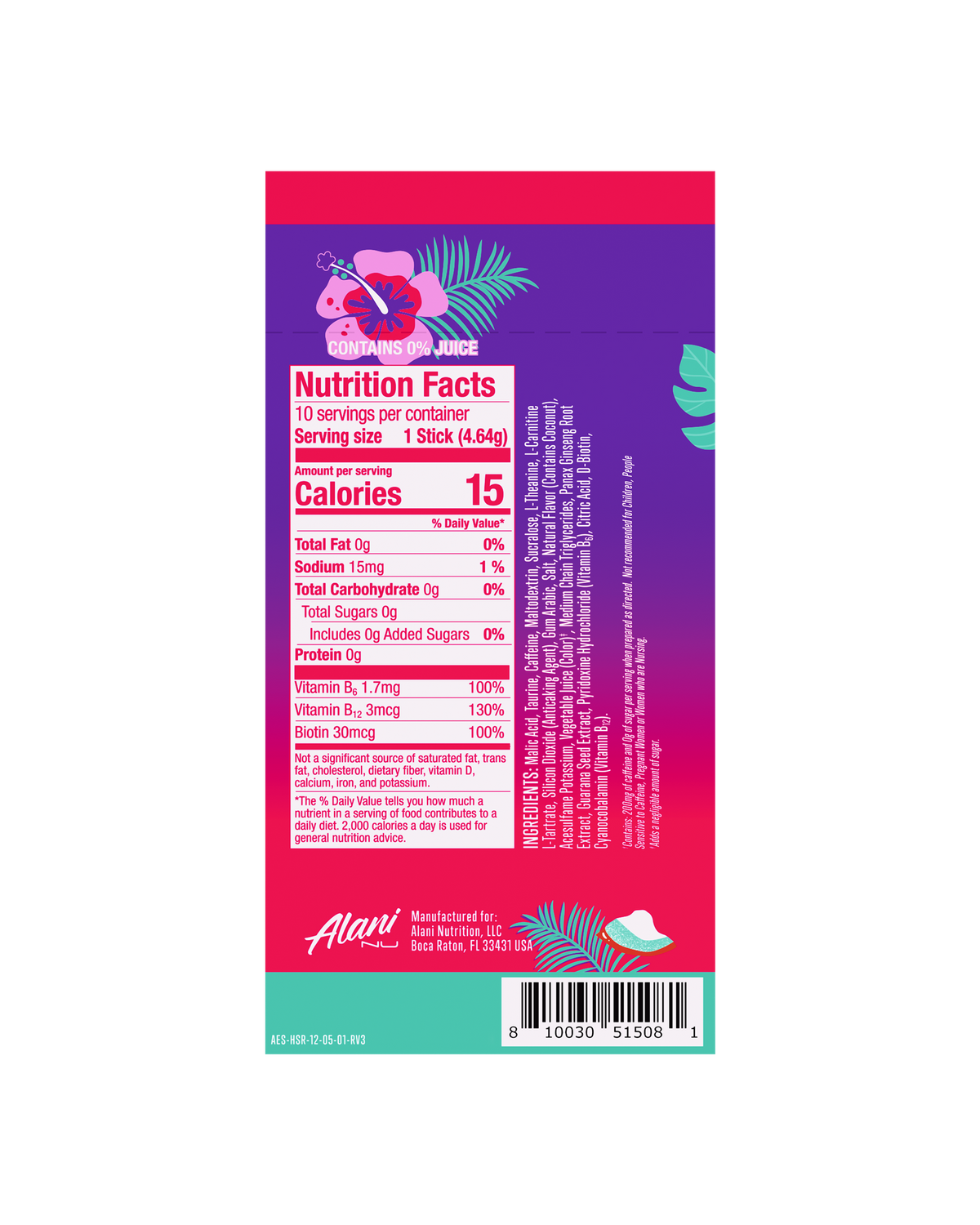 Alani Nu Energy Sticks - Hawaiian Shaved Ice J2 - image 3
