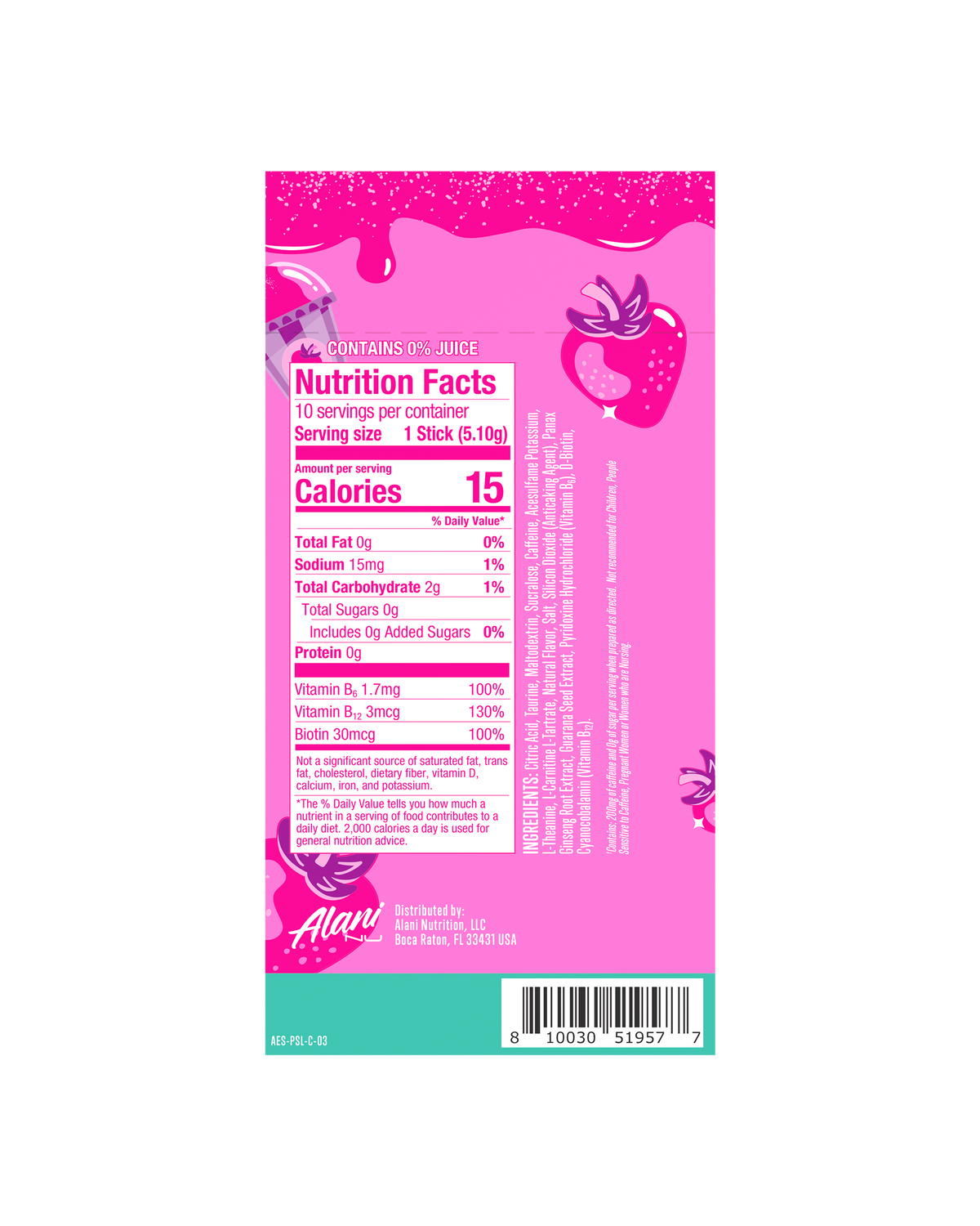 Alani Nu Energy Sticks - Pink Slush J5 - image 3